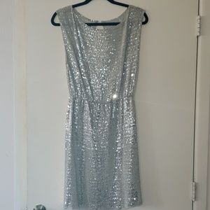 Alice + Olivia Silver Sequin shift Dress